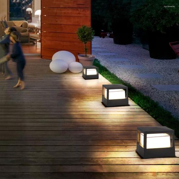 Lampada da giardino a LED quadrata rotonda COB 10W 12W Colonna per prato Luce Paesaggio Cortile Ponte Pilastro Villa Via Recinzione Illuminazione