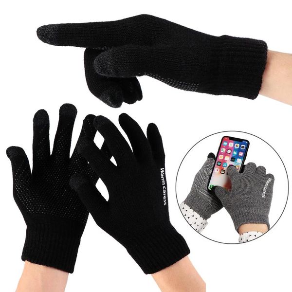 Спортивные перчатки 1PAIR Мужчины сгущаются вязаные для телефона Экран Мужской Зима Осень Осень теплый шерстяной кашемирский бизнес сплошной рукавиц