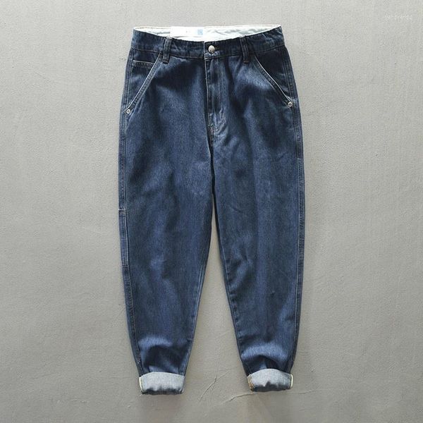 Erkekler Moda Denim Erkekler Pamuk Japonya Kore tarzı gri mavi siyah kot pantolon erkek 2023 bahar için rahat pantolon