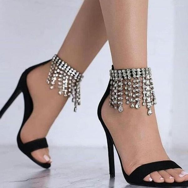 Tornozeleiras 1 PCs Tassel Taxlet Chain Rhinestone High Heel Ornament Fashion Foot Jewelry Girl Gift
