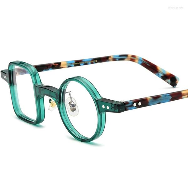 Óculos de sol Quadrões de óculos ópticos acetato Man Brand Retro vintage esquerdo quadrado direito redondo óculos mulheres espetáculos miopia óculos