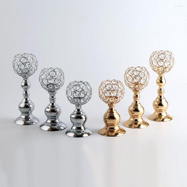 Titulares de vela 1pc Creative Retro Crystal Candlestick Metal Craft Telder Tea Light Centerpieces Decoração em casa