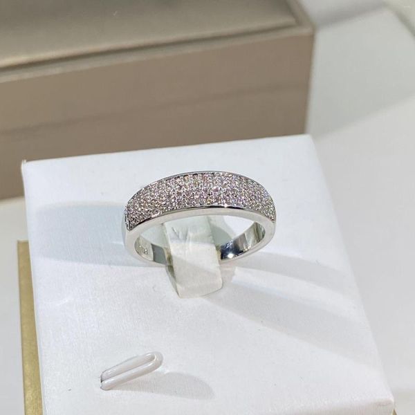 Cluster Ringe 2023 Klassische Drei Reihen Voller Diamanten Paar Für Frauen Geometrische Zirkon Jahrestag Geschenk Party Schmuck Großhandel