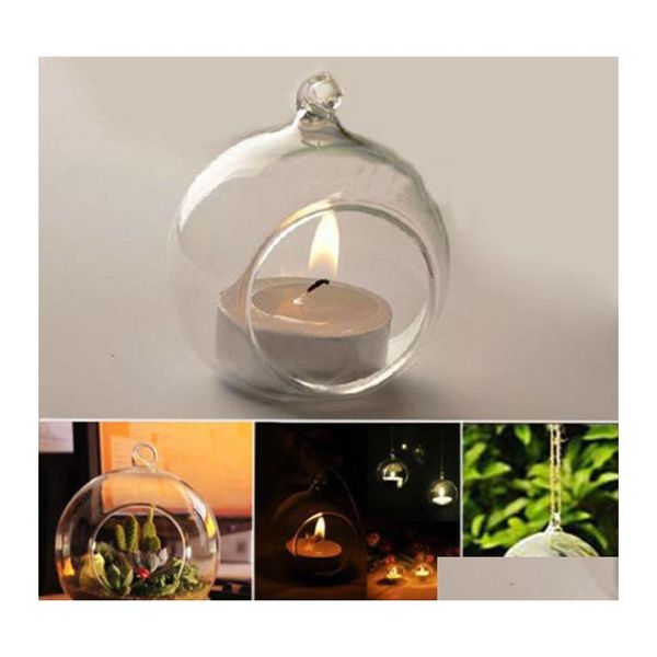 Portacandele Portacandele in vetro di cristallo Portacandele Home Wedding Party Dinner Decor Round Air Plant Bubble Balls Drop Delivery Ga Dh3Ed