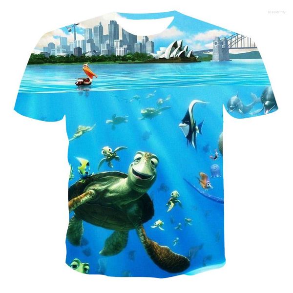 Camisetas masculinas 2023 Summer 3d Impressão Ocean Cenário colorido Homens e mulheres Design criativo Fantasia romântica