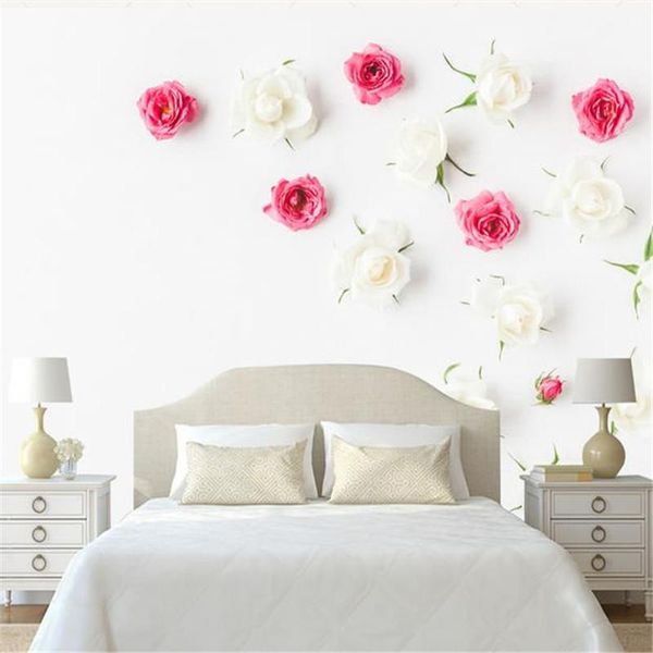 Papéis de parede personalizados 3d po flores modernos murais simples de parede brancos rosa floral papéis vintage vintage para quarto de sala