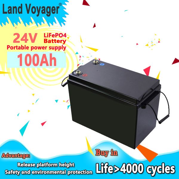 Land Voyager 24V 100Ah LiFePO4 bateria carro de golfe para empilhadeira bateria à prova d'água inversor sistema solar motor de barco