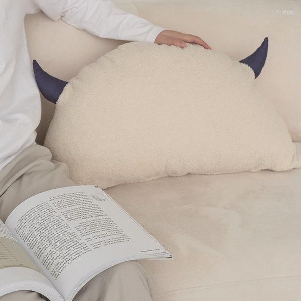 Travesseiro dunxdeco aconchegante marfim branco lã de pelúcia ox chifre de amor macio chique na cintura lombar decorativa lombar