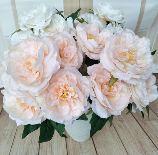 Flores decorativas 3pcs Artificial Peony Flower Branch para Planta Parede Paisagem de Casamento Archway Teto Home Al Office Bar