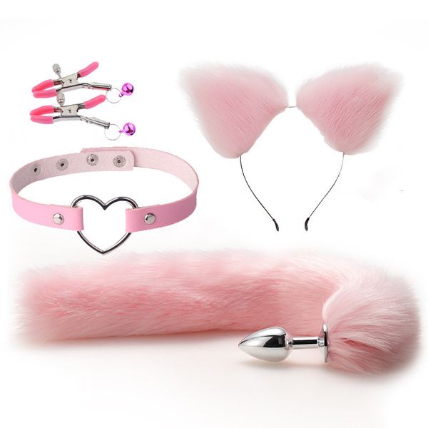 Brinquedos anais fofas de cauda cauda orelhas de gato de cabeça para adultos jogos adultos clipe colar colarinho erótico sexo para mulheres 230113
