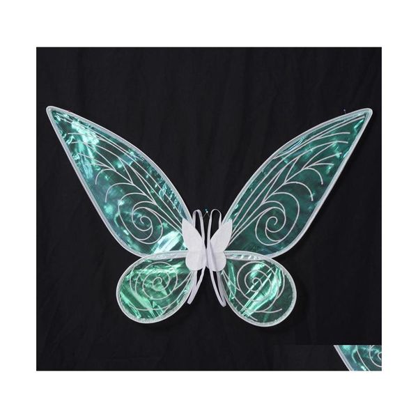 Decoração de festa asas dobráveis ​​de borboleta asas de elfo brilhante anjo anjo ala chique de cosplay garotas meninas de casamento de casamento de casamento pografia d dhq0w