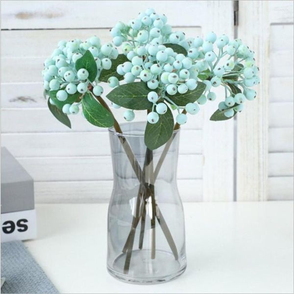 Декоративные цветы домашний стол, декор, искусство, искусственная пластиковая пена, синяя ягода, 30 см, зеленый зеленый цвет 9 цветов 5 кусоч