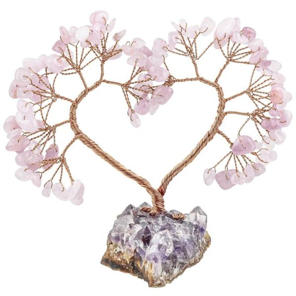 Ювелирные мешки сумки Рейки любовь сердце хрустальное денежное дерево с грубым аметистом кластерным базой натуральные минералы