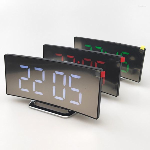 Relógios de tabela Despertador eletrônico Design silencioso espelho digital grande de tela para idosos 17 x7.2 x3.1cm Três cores podem ser