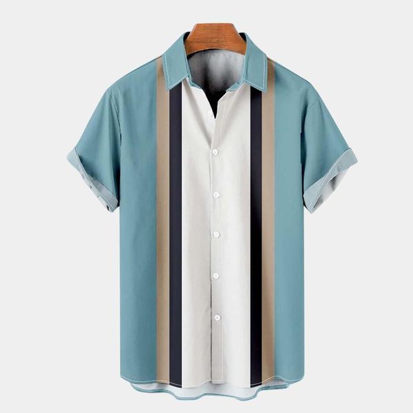 Camisas casuais masculinas gráficas t masculino Hawaii camisa impressa solta