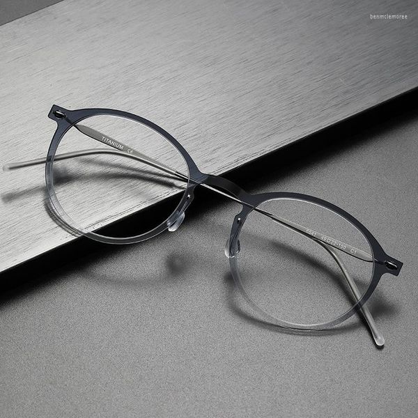 Montature per occhiali da sole 2023 Designer Donna Nylon Titanio Sfumatura di colore Grande cornice Cerniera senza vite Lenti miopia ottica Occhiali per