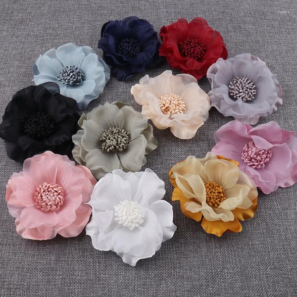 Flores decorativas 1pcs 10cm Material de chiffon artificial de flores 11 cores opcional para a decoração de casamento em casa do dia dos namorados