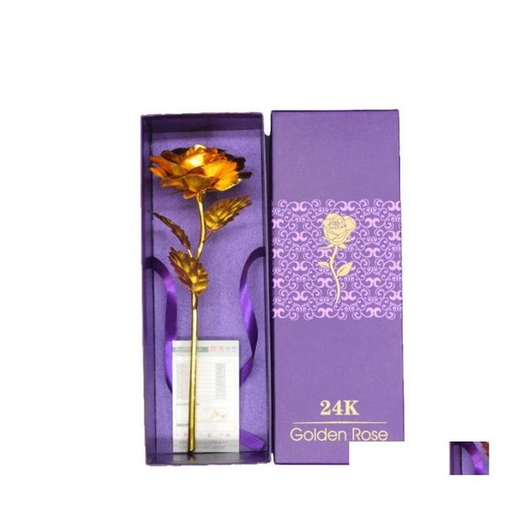 Dekorative Blumen Kr￤nze 24k Folie plattiert Ros￩gold Hochzeit Dekoration Blume Valentinstag Geschenkliebhaber k￼nstlich f￼r Tropfen mit DHMgr