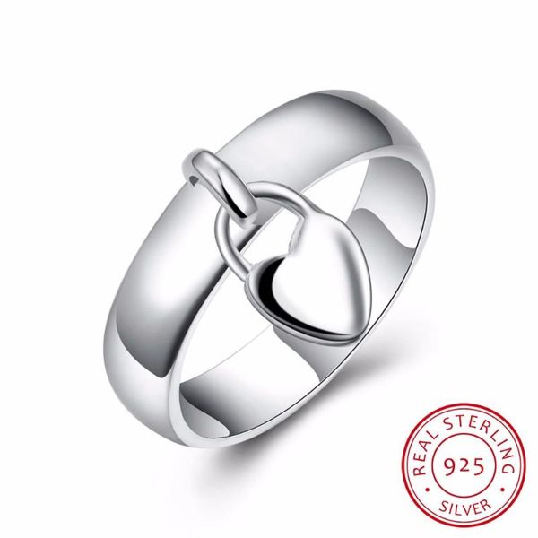 Anelli a grappolo Lekani Regalo di amore romantico a forma di cuore Pendente di fascino Design Belle donne Anello di nozze di gioielli in argento 925 di alta qualità