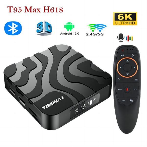 T95 MAX H618 Smart TV Box Android 12 6K 3D Wifi 2.4G 5.8G TvBox Wifi BT Lettore multimediale T95MAX Set top box Android12 4GB 16GB 32GB