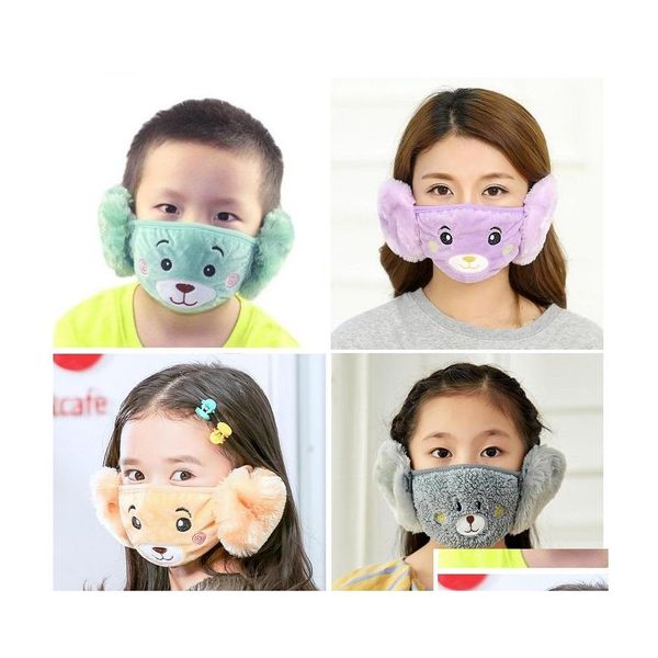 Máscaras de festa infantil desenho animado urso máscara de face macus protetora inverno grossa quente crianças boca er para adts bocal entrega dhbgi
