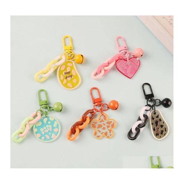 Favor favorita Creative Spot Love Chain Key Pinging Small Candy Candy Color Bell Student Bag Drop Drip Drop Home Garden Festi Dhueg