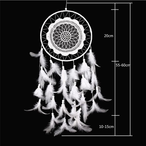 Dekorative Figuren Spitze Weißer Quaste Fang Monternet Großer Traumfänger kreative Federn Anhänger Hochzeitshaus Hängende Dekoration 1pc