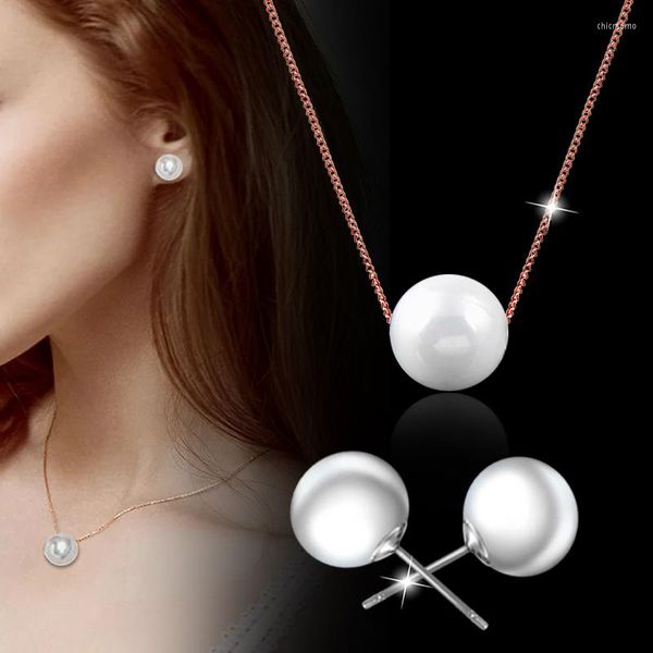 Halskette Ohrringe Set LEEKER Frauen Hochzeit Perle Ohrstecker Halsketten Schmuck 2023 Mode LK3