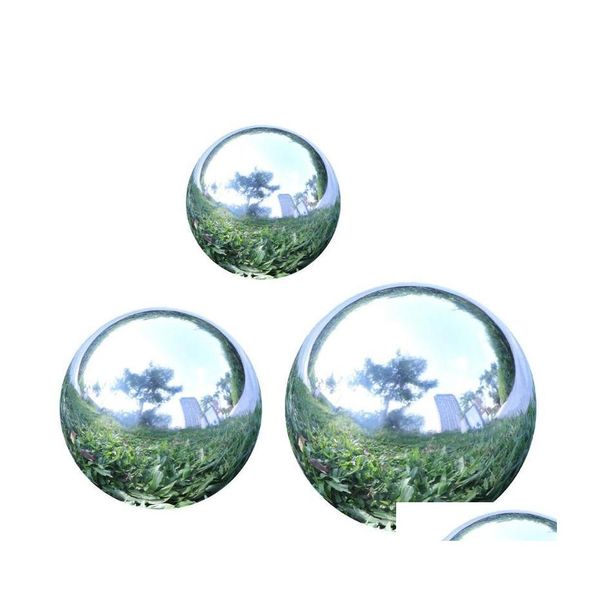 Новизные изделия 3pcs нержавеющая сталь зеркальная сфера сада шарики с шариками полированные пустого дома эль -орнамент
