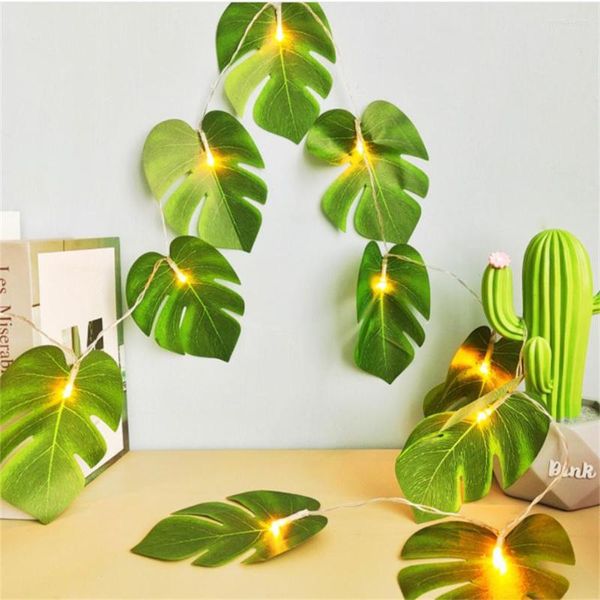 Corde 20 LED Tropicale Artificiale Rattan Foglie di Palma Appeso A Parete Foglia di Monstera String Luci Vite Ghirlanda Luce Per La Camera Da Letto Di Casa