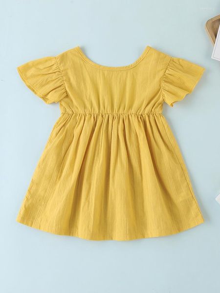 Mädchen Kleider Sommer Baby Mädchen für hellgelbe Schleife Prinzessin Kleid Säugling geboren Kleidung