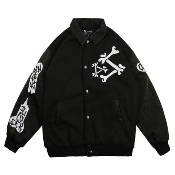 Herrenjacken Hip Hop Streetwear Baseballjacke Mantel Männer Skelett Stickerei Punk Vintage Mode College Varsity Bomber Unisex Paar