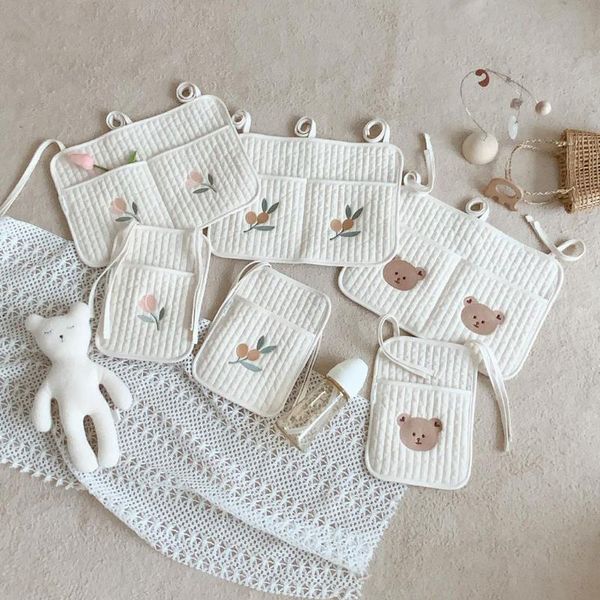 Aufbewahrungstaschen Babybett Hängende Baumwolle Born Organizer Spielzeug Windeltasche für Bettwäsche Set Zubehör Windelspeicher