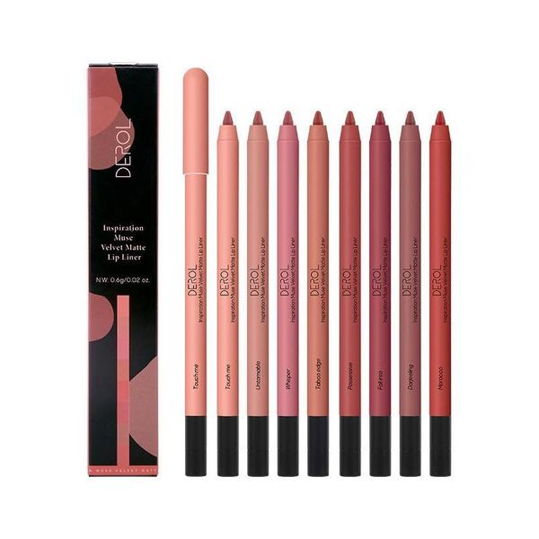 Lippenstifte 8 Farben Matte Lippenstiftstift mit Spitzer Professioneller Veet Wasserdichter Bleistift Glatter Lipliner Beauty Dheuz