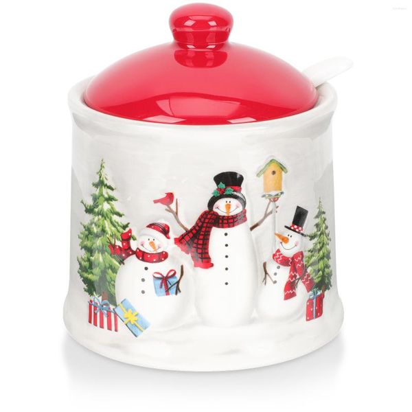 Garrafas de armazenamento Jar de Natal Salt Salt Condimento Recipiente Taleco de Candy Bowl Shaker Dispensador Caixa CeramicStorage