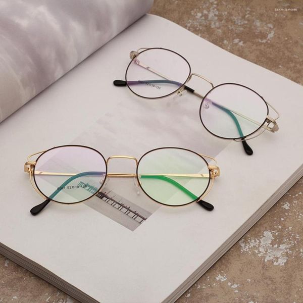 Güneş gözlükleri Çerçeveler Kadınlar İçin Göz Gözlükleri Moda Moda Yuvarlak Oval Açık Reçeteli Altın Çember 6001olo