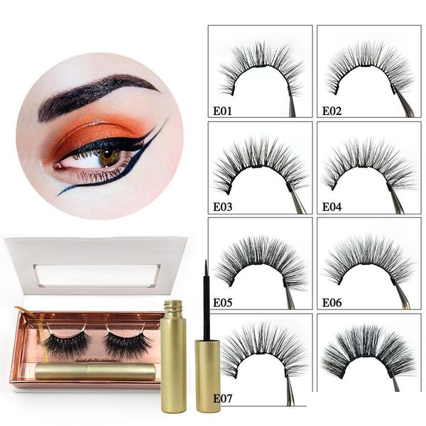 Ciglia finte Kit magnetico 3D naturale Fatto a mano Crudeltà Magnete Ciglia Eyeliner Trucco Goccia Consegna Salute Bellezza Occhi Dhjfb