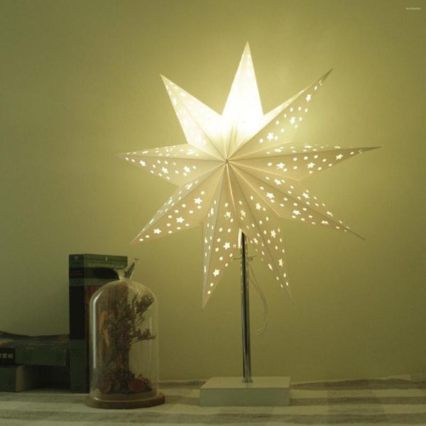 Lampade da tavolo Creative Romantic Paper Star Wood Lamp Long Arm Office Led Desk Protetto dagli occhi per la camera da letto Luce calda