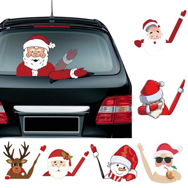 Adesivi a parete Decorazione natalizia Babbo Natale 3D 3D PVC Waving Car Styling Wiper Decals Decor posteriore