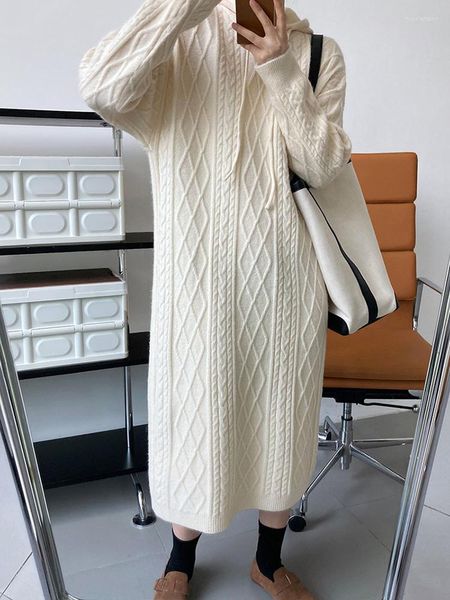 Vestidos casuais mulheres cinzas curtas tricôs vestido elegante e elegante manga com capuz solto fit moda maré primavera outono 2023 k023