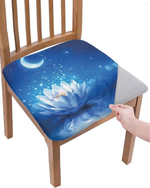 Fodere per sedie Blue Moonlight Lotus Moon Elasticity Cover Office Computer Seat Protector Case Home Kitchen Dining Dining Slipcovers