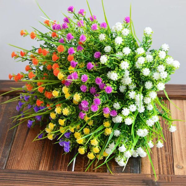 Dekorative Blumen, 5 Köpfe, künstliche Blume, 28 cm, sternenklare grüne Graspflanzen, Simulation, festliche Partyzubehör, Dekorationen