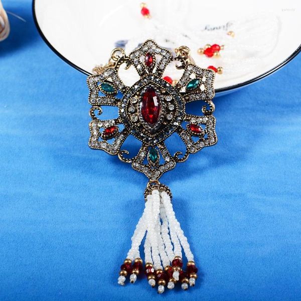 Anhänger Halsketten Blucome Afrika Quaste Perle Lange Halskette Frauen Türkische Harz Ethnische Rot Grün Pullover Kleid Choker