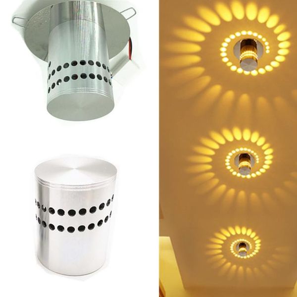 Lampe de parede gota 50pcs/lot spiral hole superfície Instale a luz LED 7 cores luminária ktv decoração de casa noite 3w 85-265V
