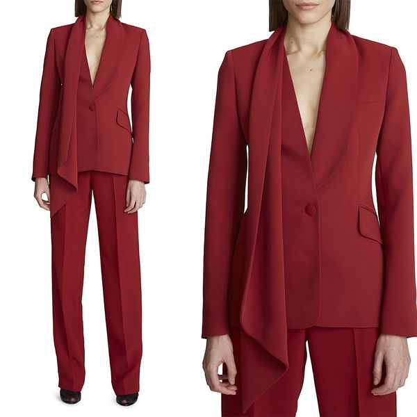 Abiti da donna rosso scuro moda primaverile per matrimonio abito da sposa per la madre della sposa blazer da sera per gli ospiti 2 pezzi