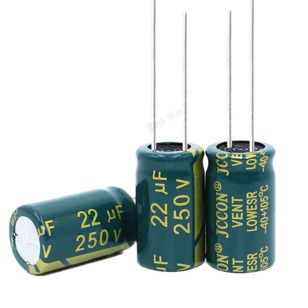 6pcs/lote de alta frequência de baixa impedância 250V 22UF Tamanho do capacitor eletrolítico de alumínio 10*17 20% 105C