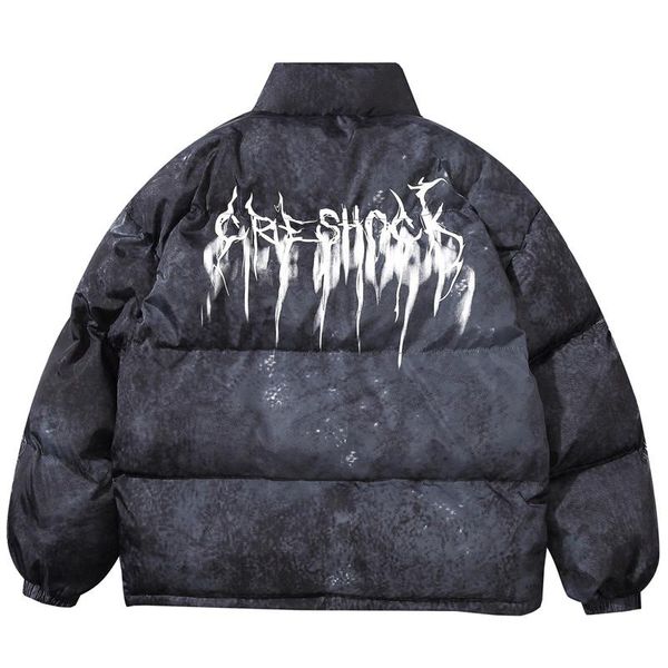 Männer Jacken Winter Hip Hop Parka Jacke Dornen Drucken Gothic Streetwear Harajuku Übergroßen Gepolsterten Mantel Mode Paar Warme Retro Puffy