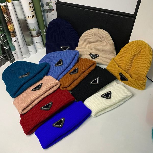 2023 chapéu prad de malha de luxo designer gorro masculino chapéus justos unissex letras de caxemira casuais bonés de caveira moda ao ar livre chapéu de inverno