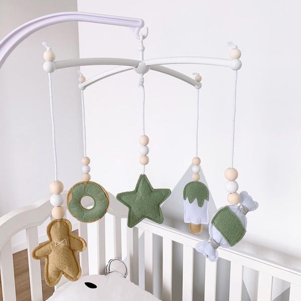 Estatuetas decorativas para o suporte do berço móvel de bebê girar suportes diy camp sino pendurado brinquedos abalando objetos de decoração da sala