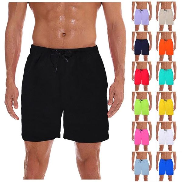 Mens shorts Summer praia calça curta Men, nando de troncos para meninos nadar rápido seco à prova d'água